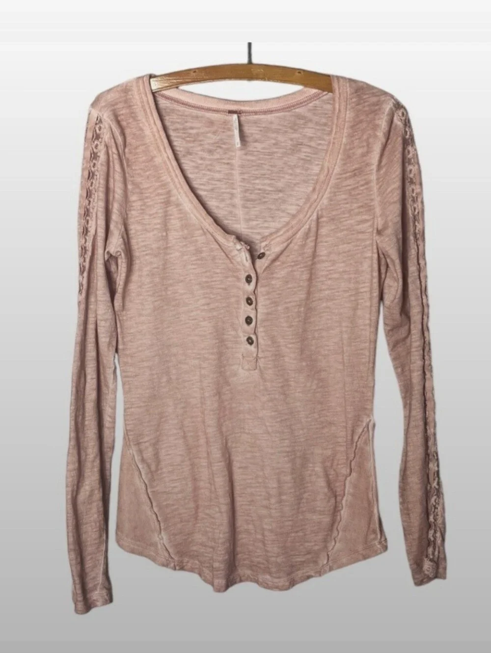 Free People Shell Stitch Long Sleeve Henley is a bohemian-inspired knit top